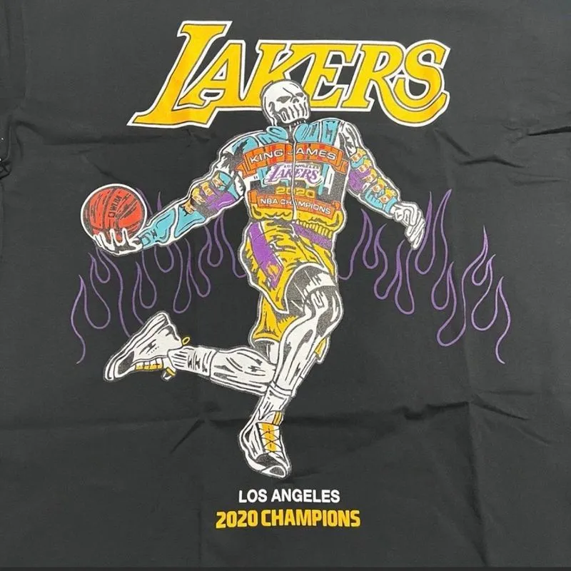 Warren Lotas Lakers 2020 black tee kaos original photo 1
