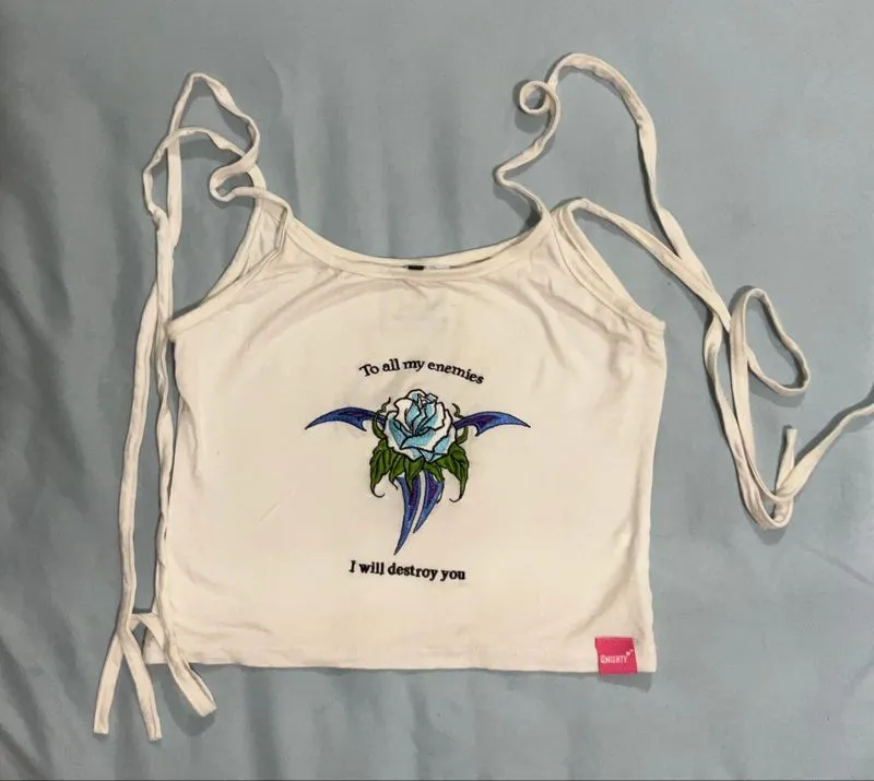 omighty white tank top - destroy enemies flower pinterest photo 1