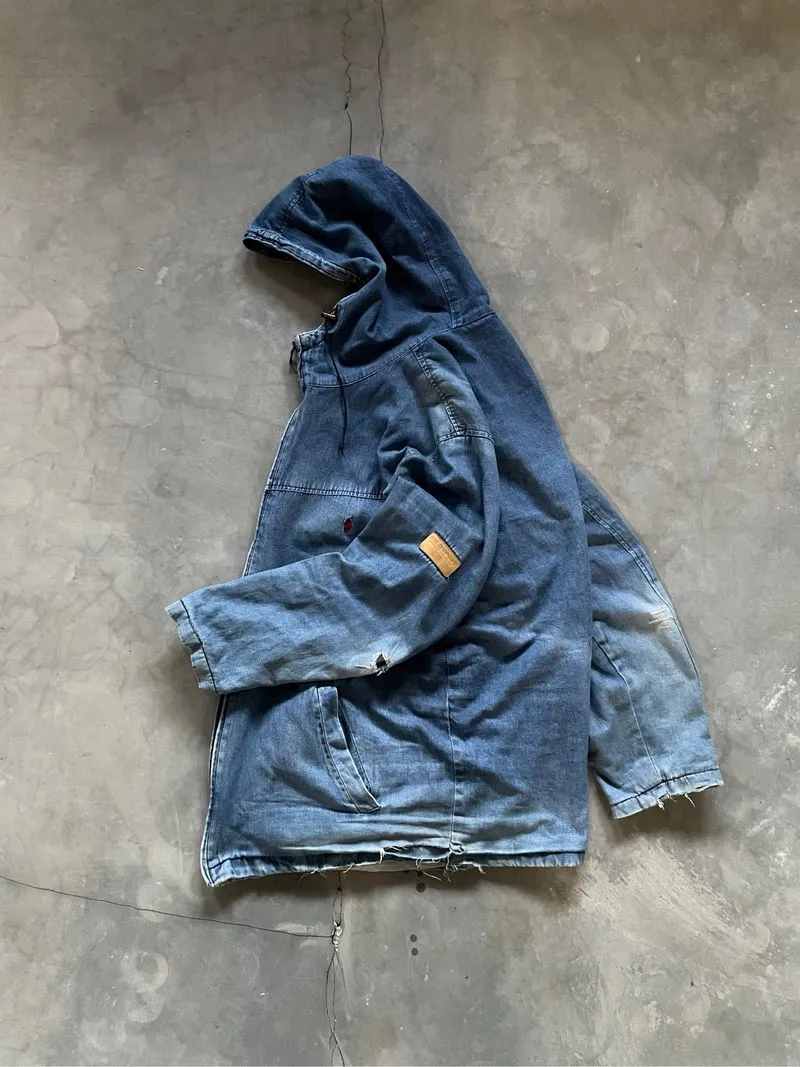 Rare Polo Ralph Lauren Active Hoodie Denim Distressed Y2k  photo 1