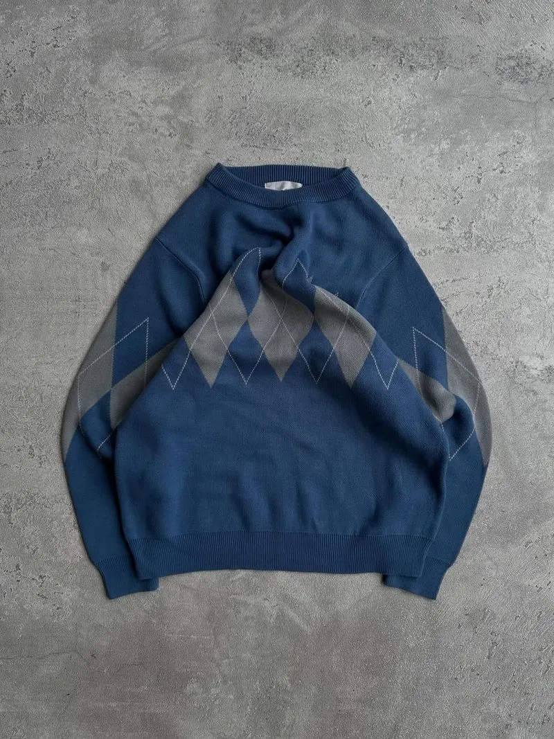 Sense of Place Knitwear Argyle Patterned Grandpa Sweater photo 1