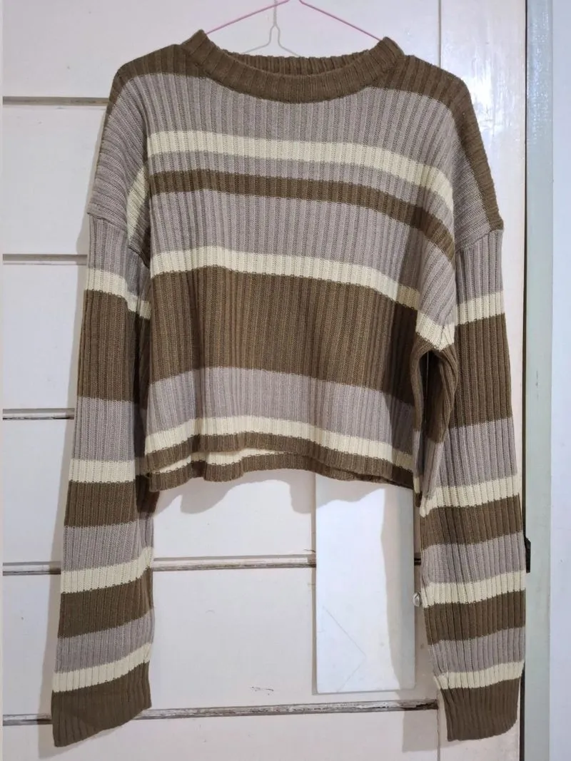 Casual Sweater Wanita tan brown photo 1