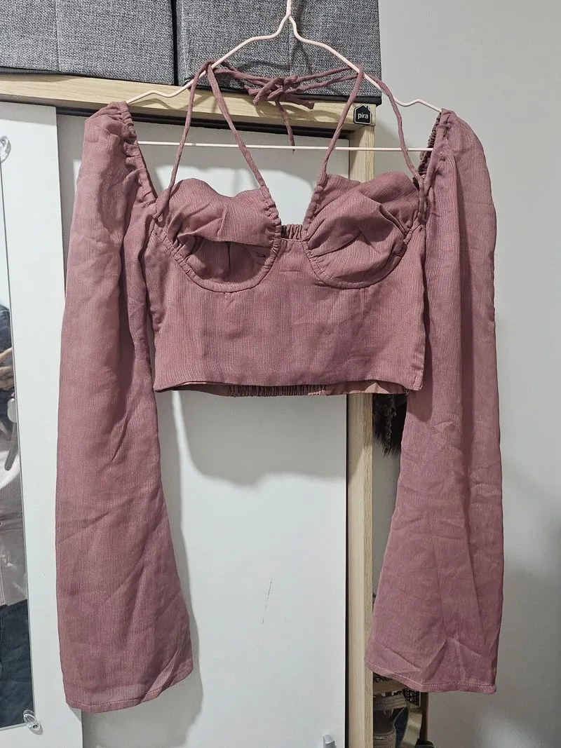 Sugar x With Love Pink LS Crop Top photo 1