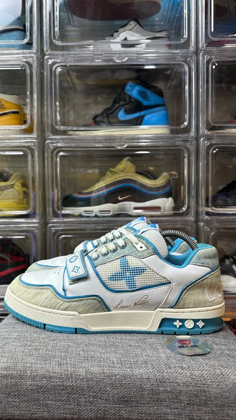 LOUIS VUITTON TRAINER LOW BLUE WHITE VELCRO , LOUIS VUITTON  photo 1