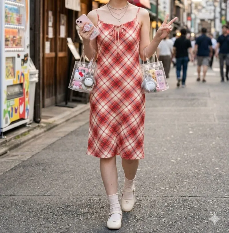 Red Gingham Print Dress photo 1