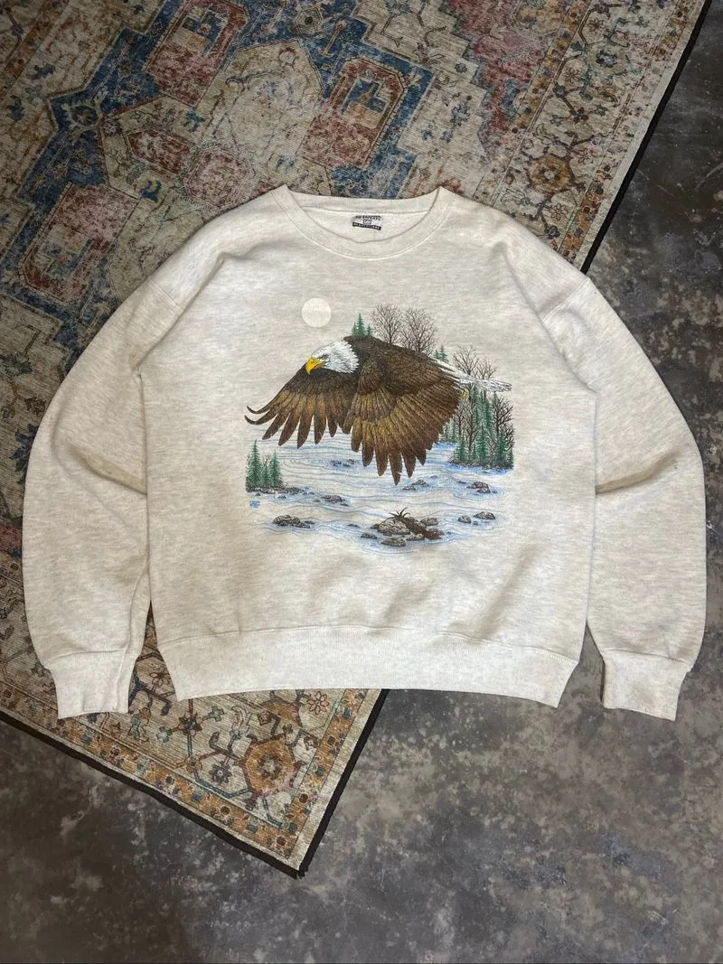  Vtg American Bald Eagle Crewneck Lee Wild Birds Animals photo 1