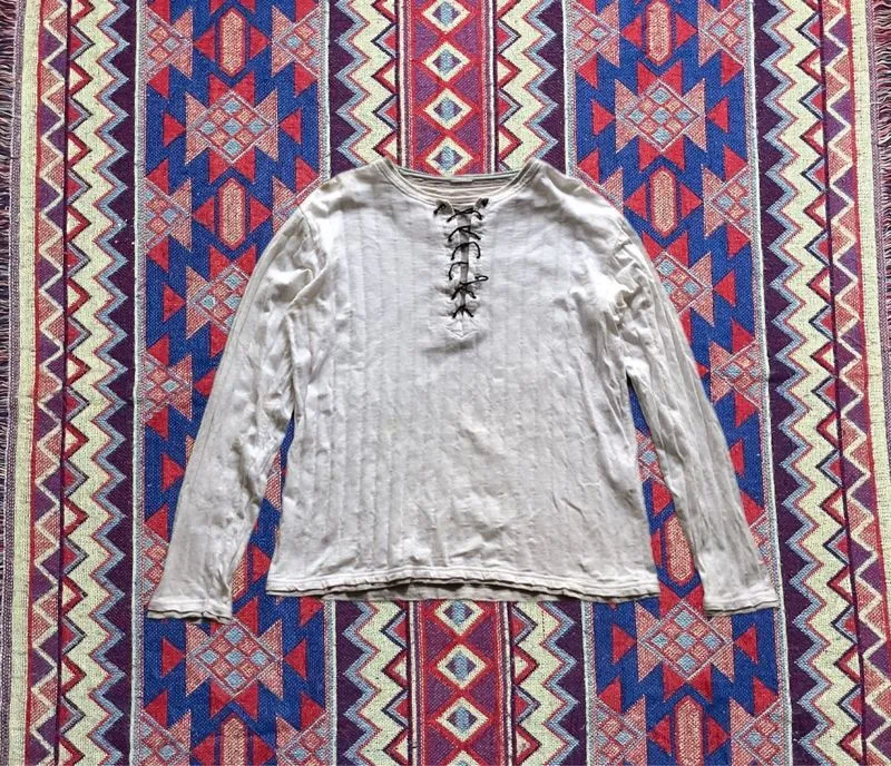 Y2k japanese brand henley double layered photo 1