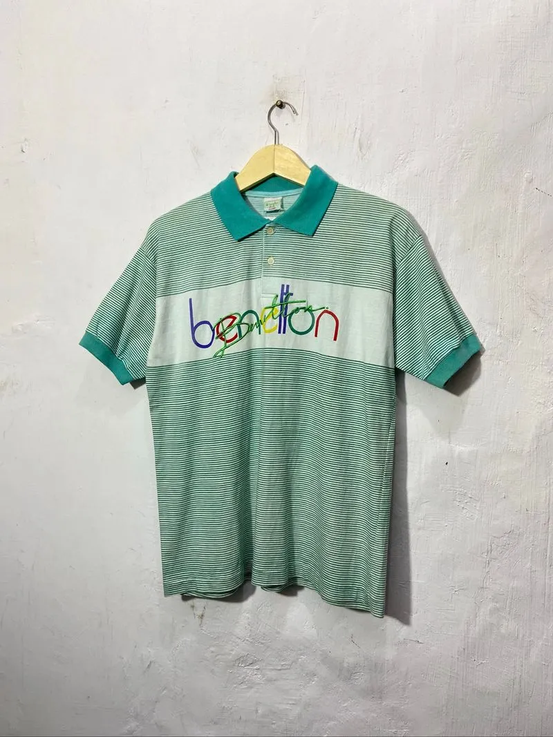 Vintage Benetton Embroidered Polo Shirt Tosca Unisex photo 1