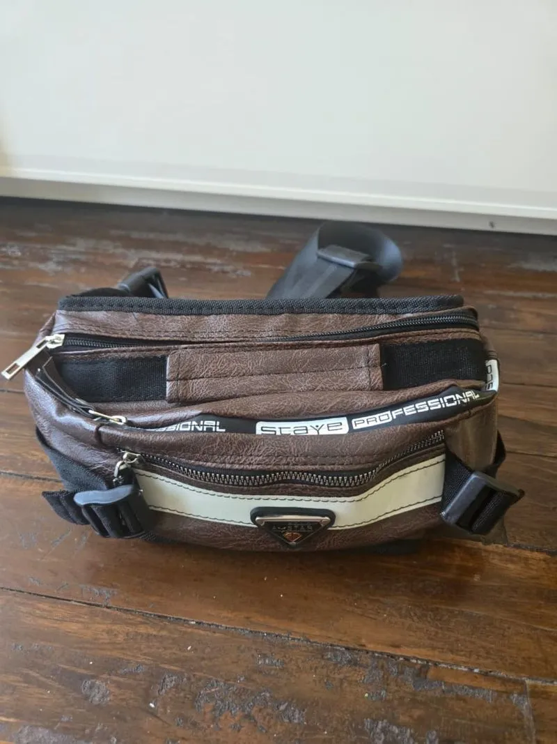 tas pinggang coklat tua 4 sleting baru photo 1