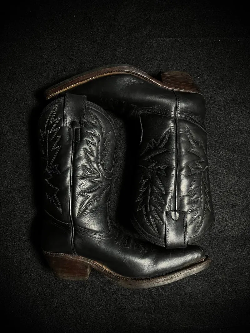 Vintage Cowboy Western Boots Black photo 1