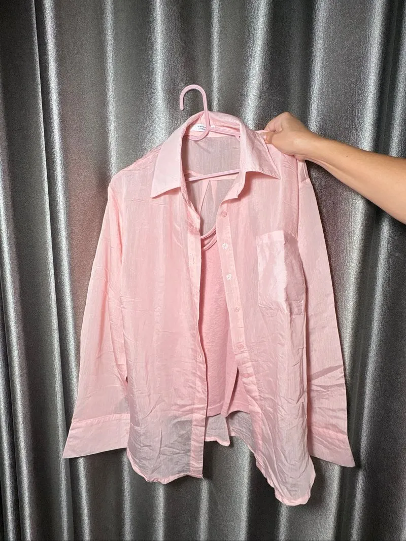 1 SET (TANKTOP + OUTER) PINK WANWAN CLOTHING photo 1