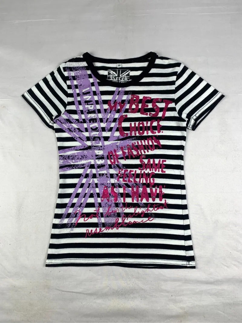 Rerek Stripes Grunge Poem Flag Fitted Tee (S) photo 1