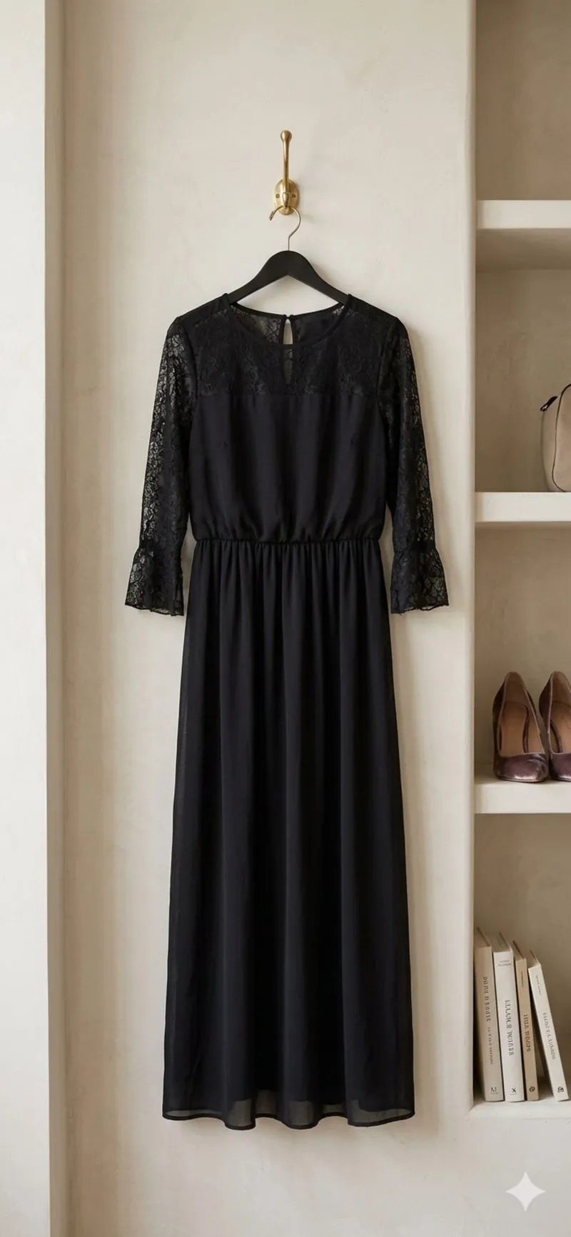 Black Lace Overlay Wide-Leg Jumpsuit photo 1