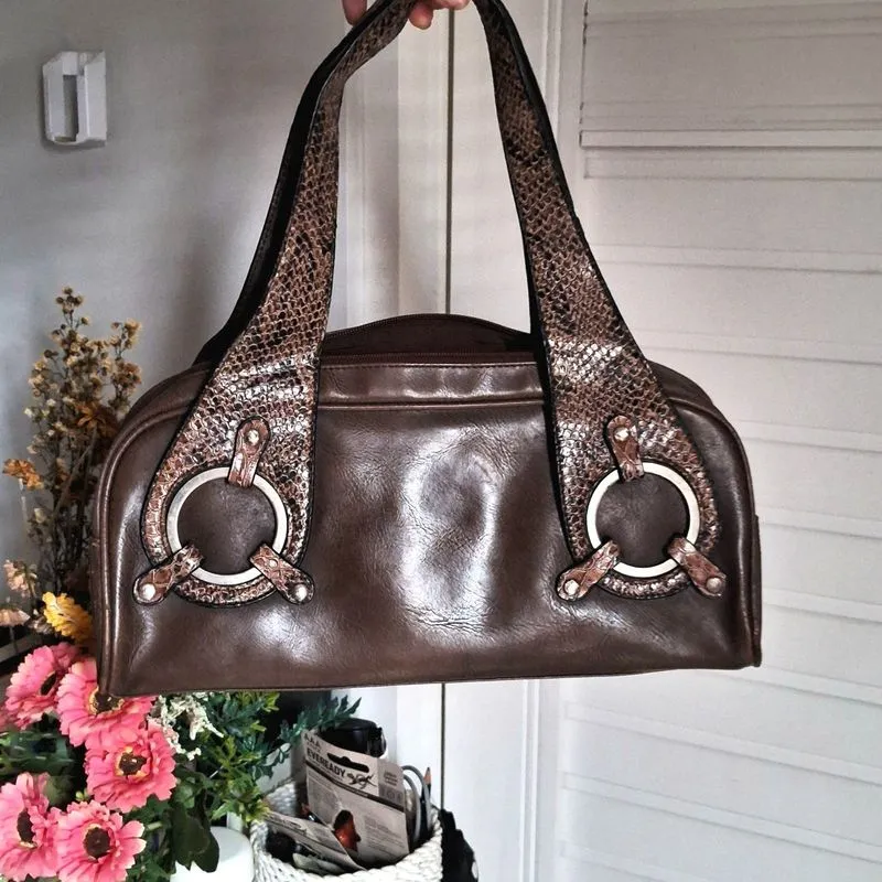 ((SOLD)) Vintage 2000s Brown Shoulder Bag | Y2K Retro Snake  photo 1