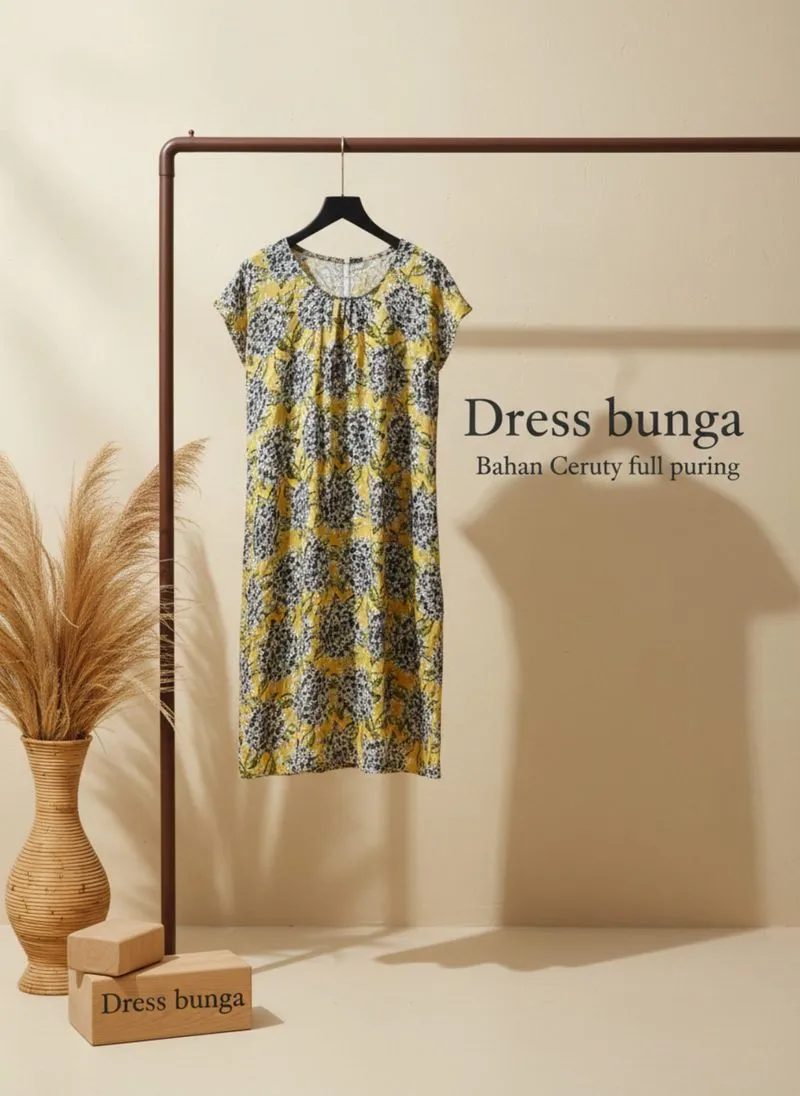 Dress Midi Ceruty Motif Bunga photo 1