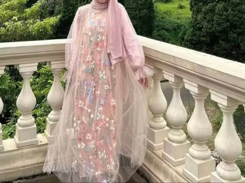 Gamis aura label lucu bunga bunga photo 1