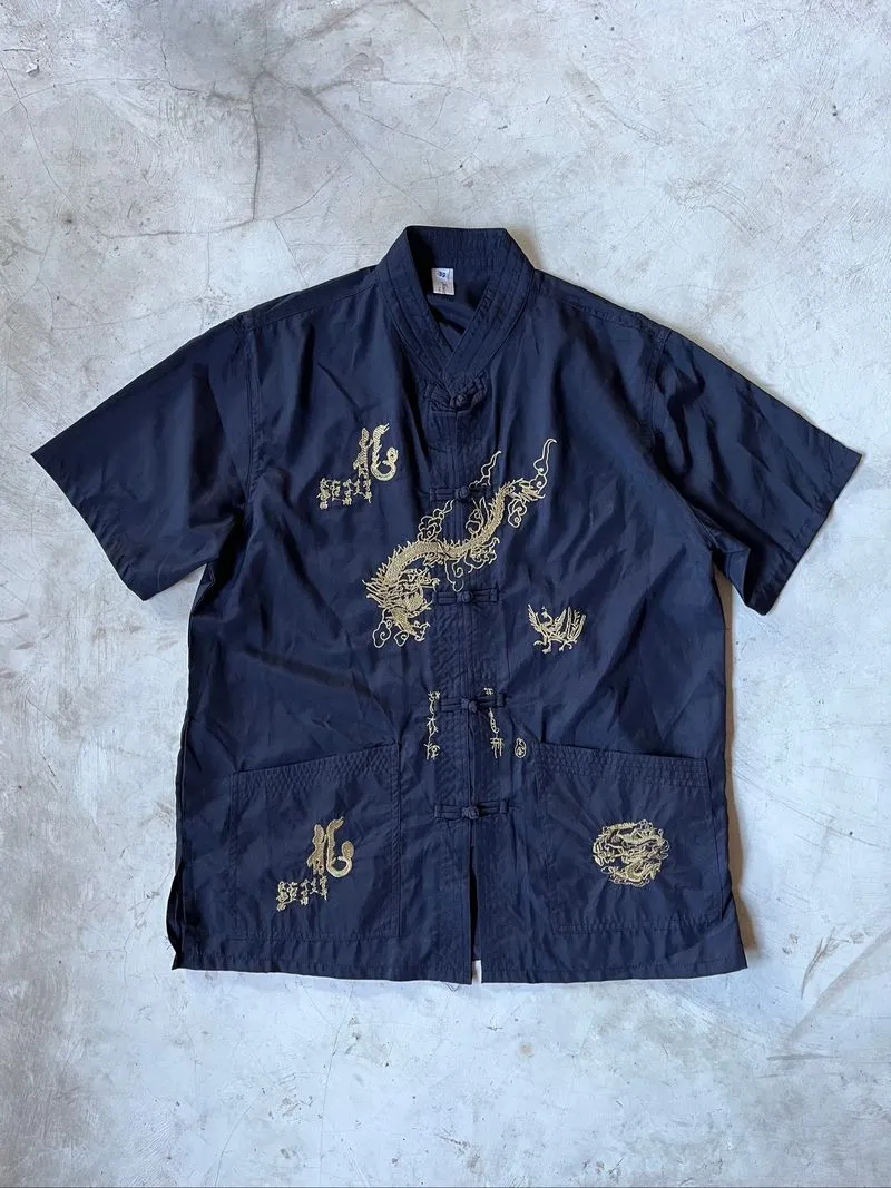 Black Dragon Embroidered Cheongsam Shirt photo 1