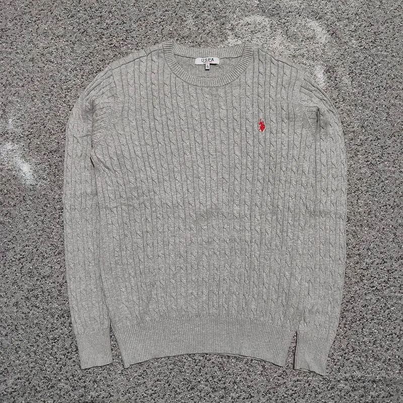 Cable Knit Polo USPA Vintage Grey Crewneck Classic Fit  photo 1