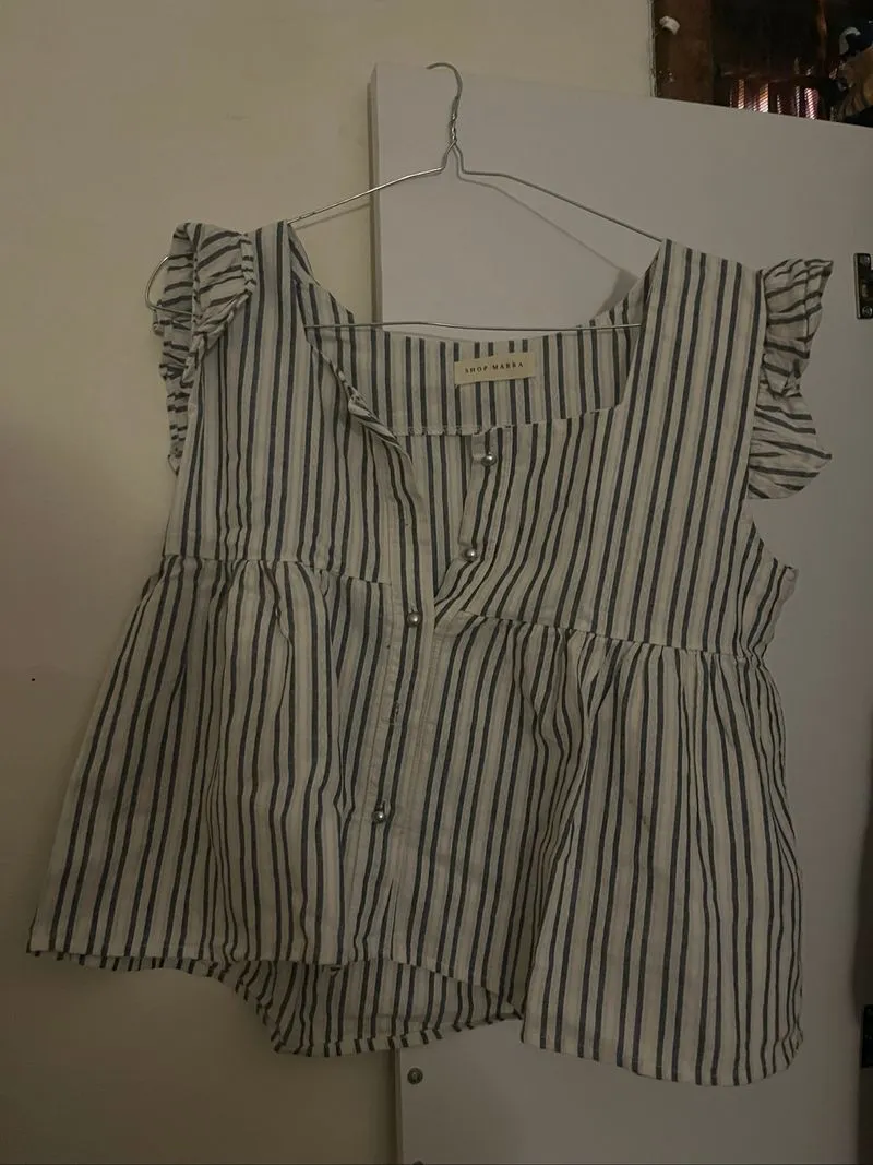 Casual T-shirt Wanita white blue photo 1