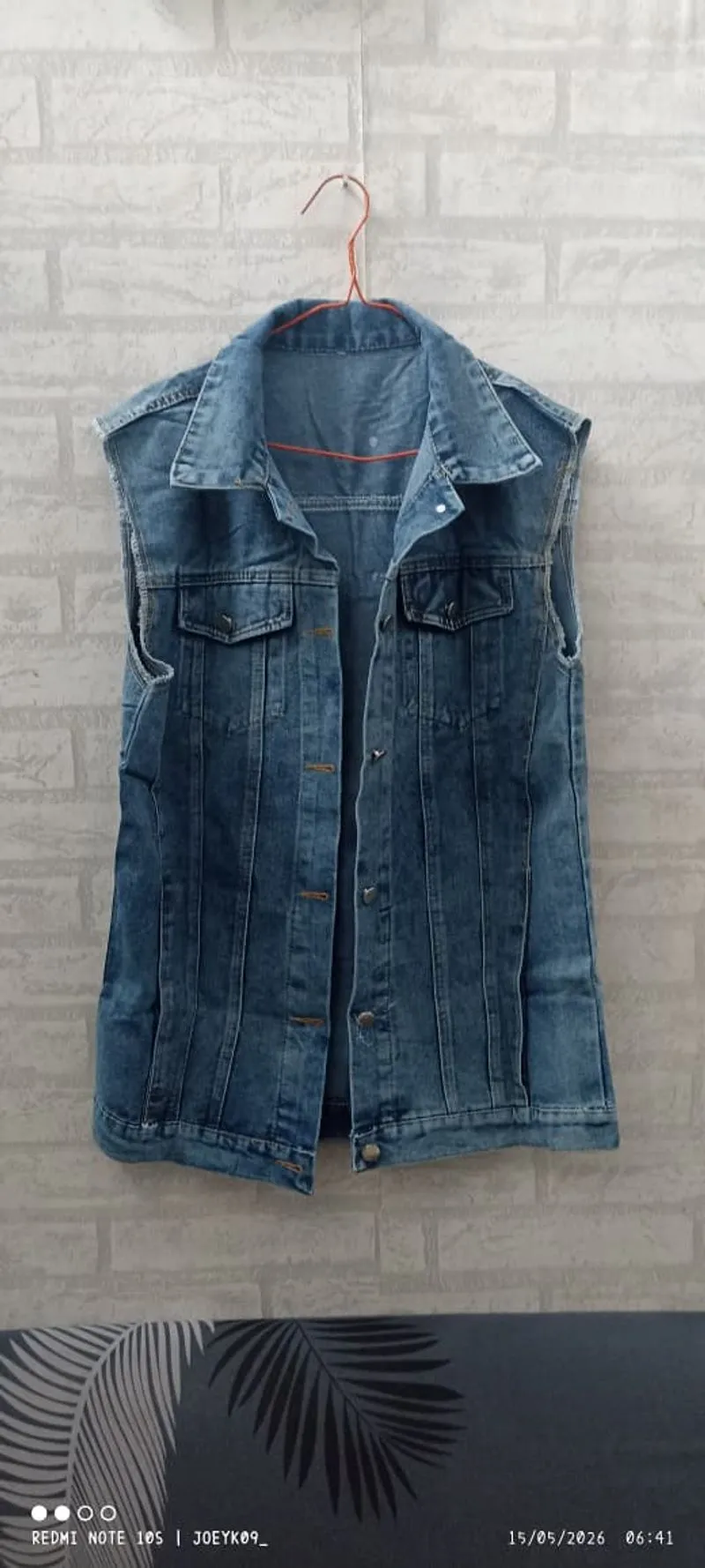 Korean Streetwear Denim Vest Floral Back photo 1