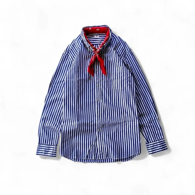 Uniqlo Vintage Y2K Formal shirt Pria white blue photo 1