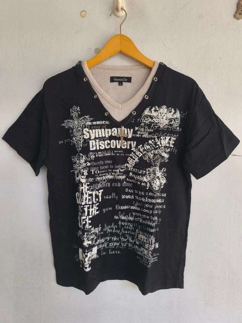 Y2k Beaumont carr poem t-shirt with cross neckless photo 1