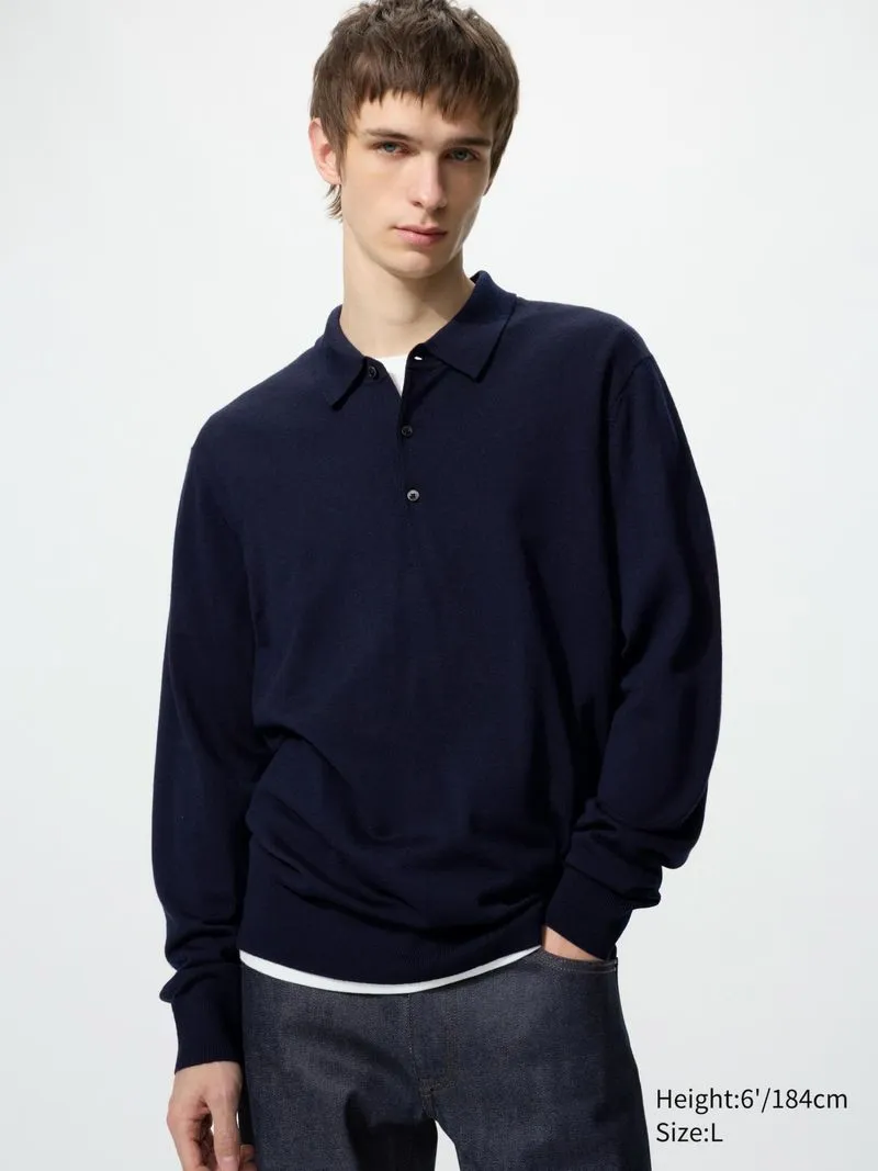 LOGAN Knit Cashmere Half Button Navy photo 1