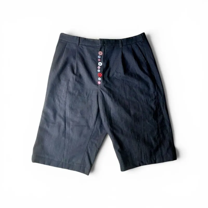 Rework Short Pants Black Wide Fit With Colorful Button  photo 1