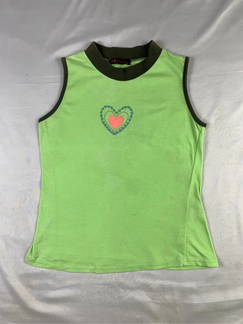 Babby Soft Green Puffy Love Ringer Sleeveless Top (S) photo 1