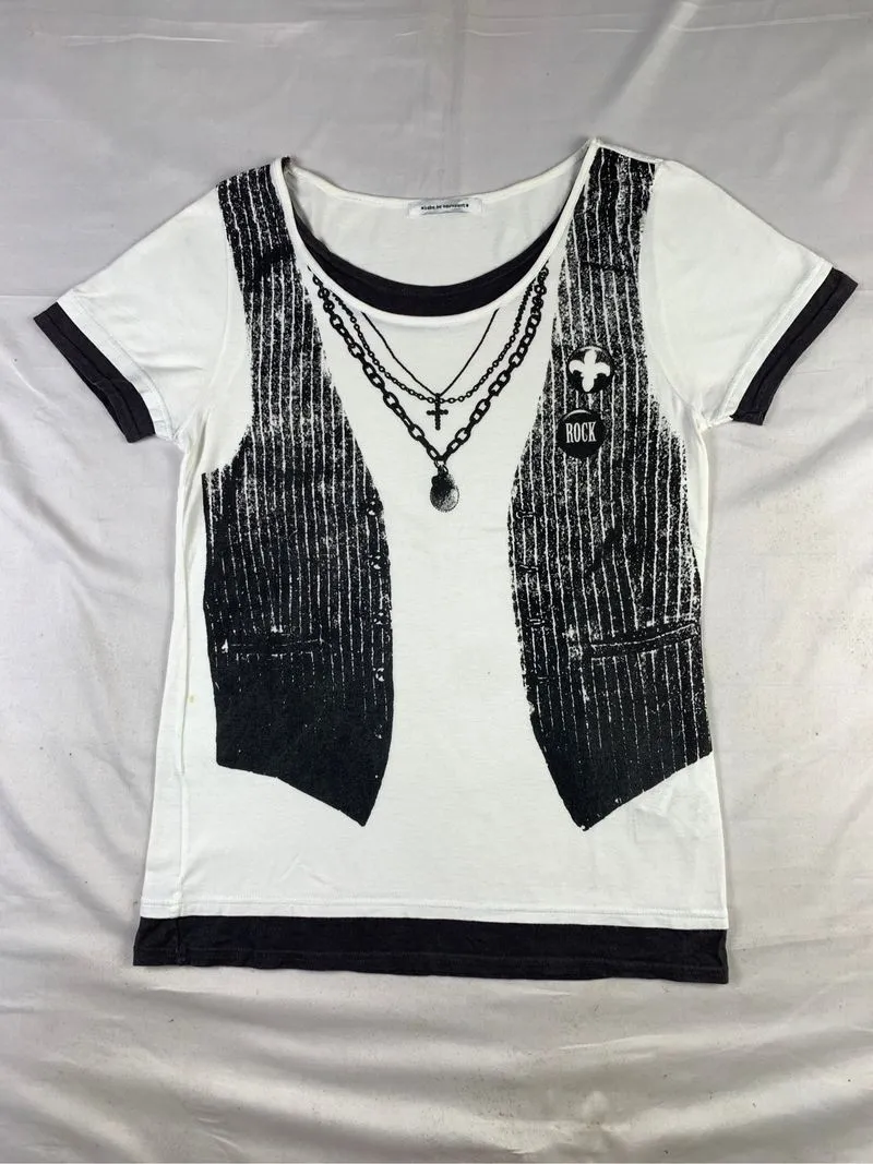 babe be equivalent Necklace Vest Print Tee (M) photo 1