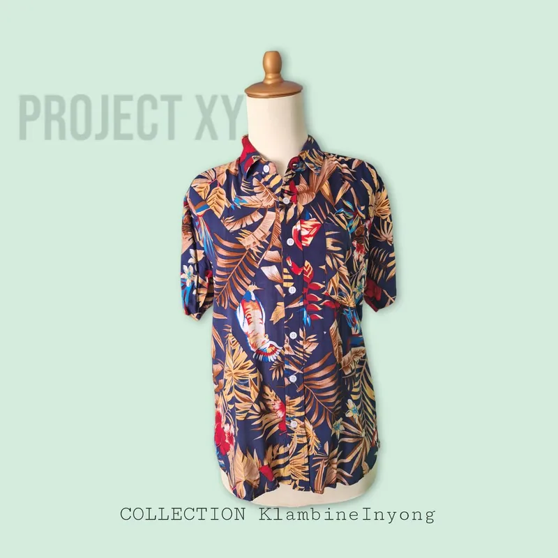Casual Formal shirt Pria blue photo 1