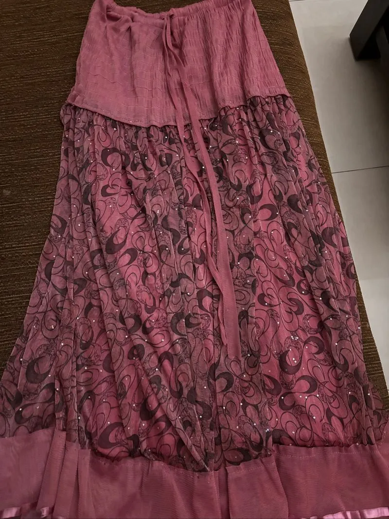 Bohemian pink vintage maxi skirt photo 1