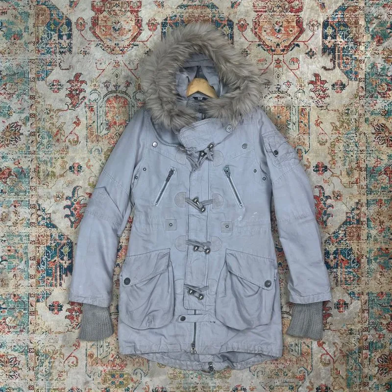 SLY fur raccoon double layer parka jacket photo 1