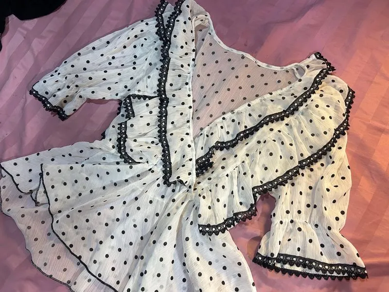 atasan coquette, morikei, goth, polkadot photo 1