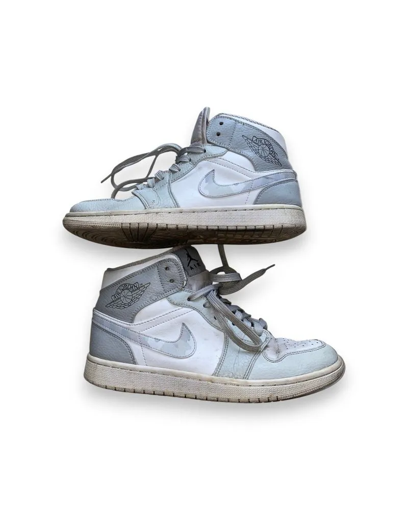 Sepatu Nike Air Jordan 1 Mid White Grey Camo Sneakers photo 1