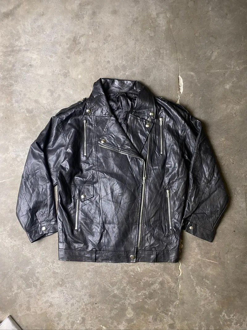 vintage ramones leather jacket biker photo 1