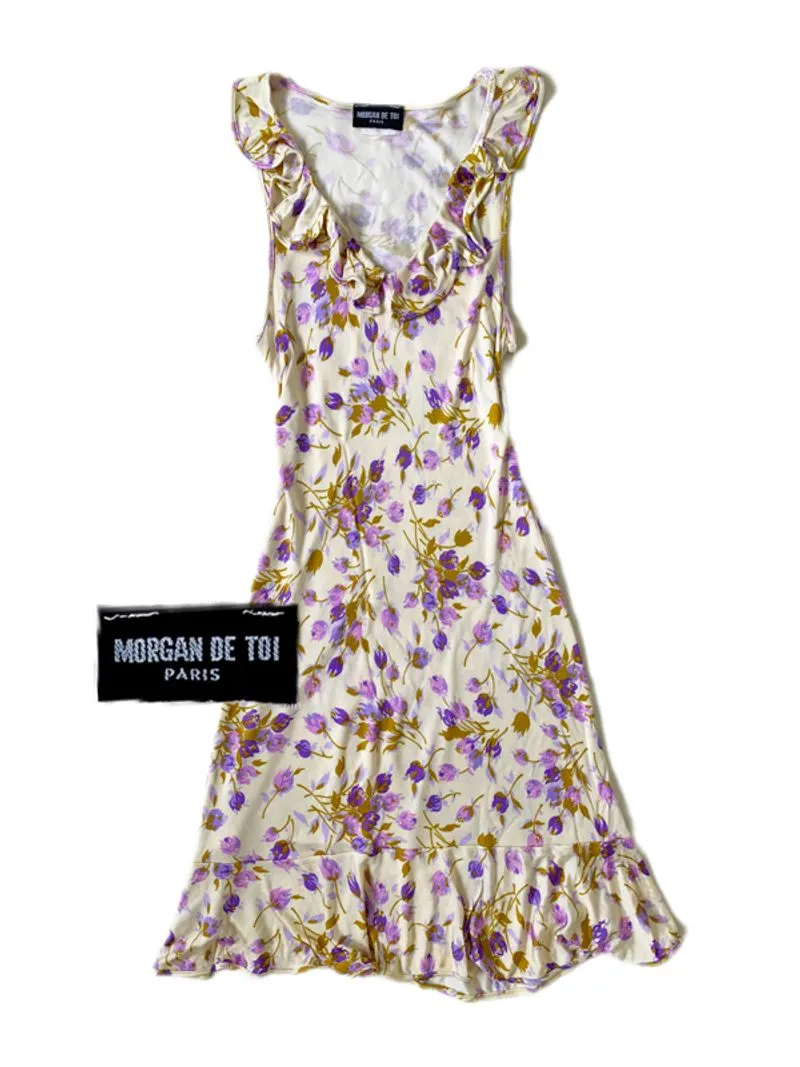 Morgan de Toi purple floral ruffled hem dress photo 1