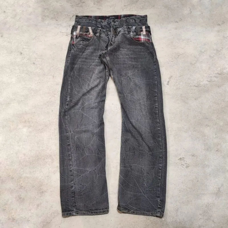 Dominate Denim Wash Double Waist Vkei Y2k Japanese style  photo 1