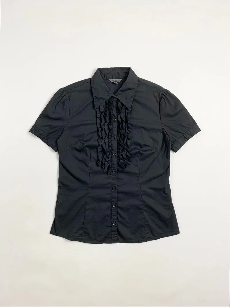 Y2k G2000 Shirt Ruffle Goth Black photo 1