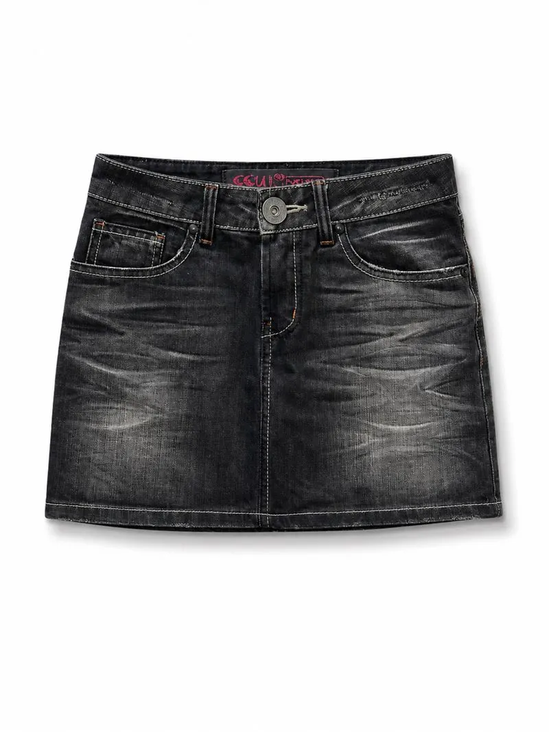 Skull Vintage Washed Jeans Mini Skirt photo 1