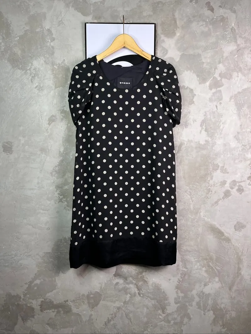 Gomme Japan Polkadot Ballon Ruffle Black Midi Dress Avant Ga photo 1