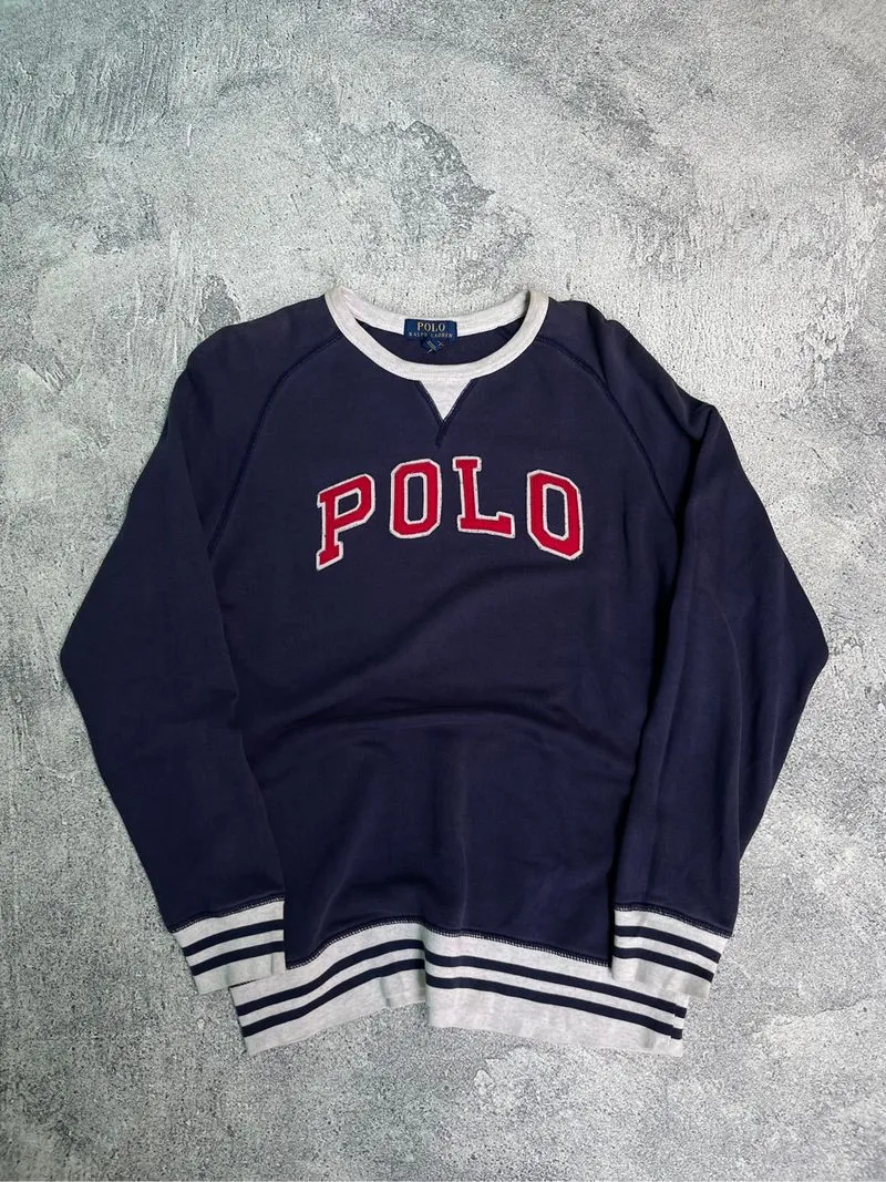 VINATAGE 00’s POLO SWEATER EMBOIRDY LOGO STRIPE RIB🏇 photo 1