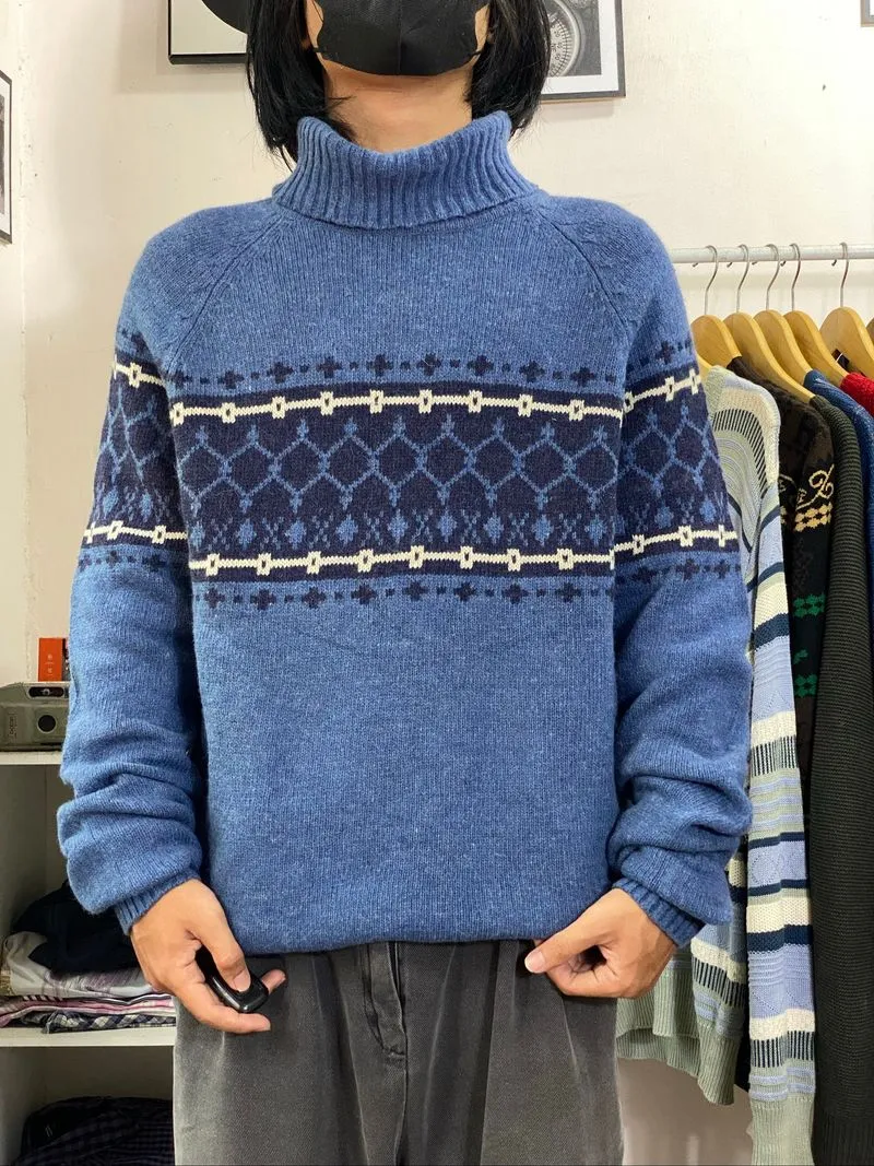 Knitwear Turtleneck pattern blue Dayson photo 1