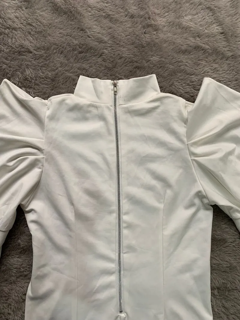 Vintage Midi dress Wanita white photo 1
