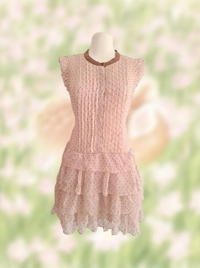 Pink choco dots layer mini dress photo 1