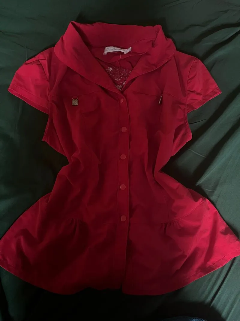 Vintage Y2K Blouse Wanita red photo 1