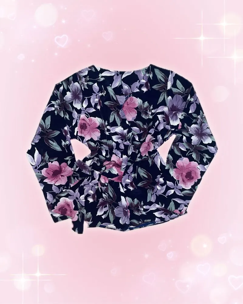 Floral blouse with ribbon details photo 1