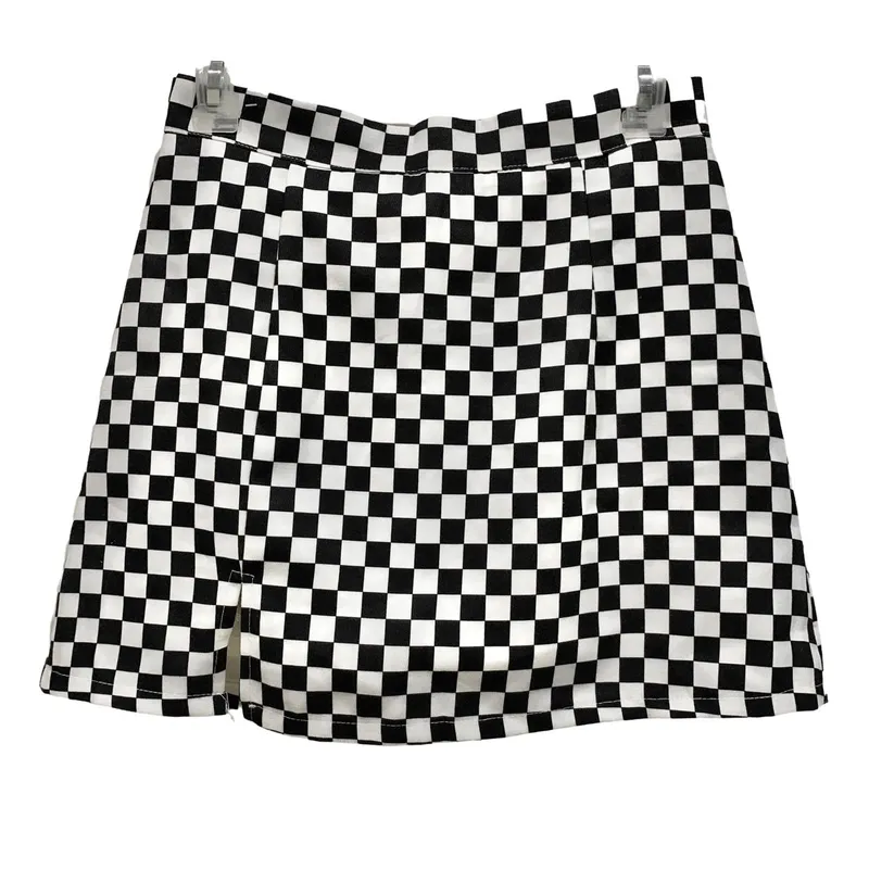 Streetwear Grunge Mini skirt Wanita white black photo 1