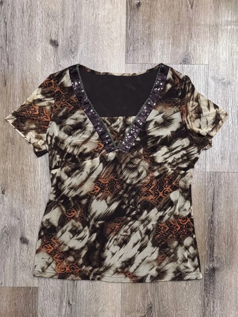 Fairy Y2K Shirt Wanita multicolor brown photo 1