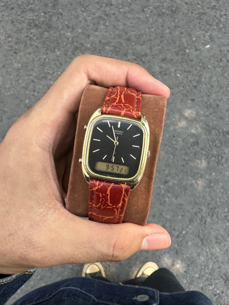 Vintage Seiko Ana Digi Black Dial Tank Dress Watch photo 1
