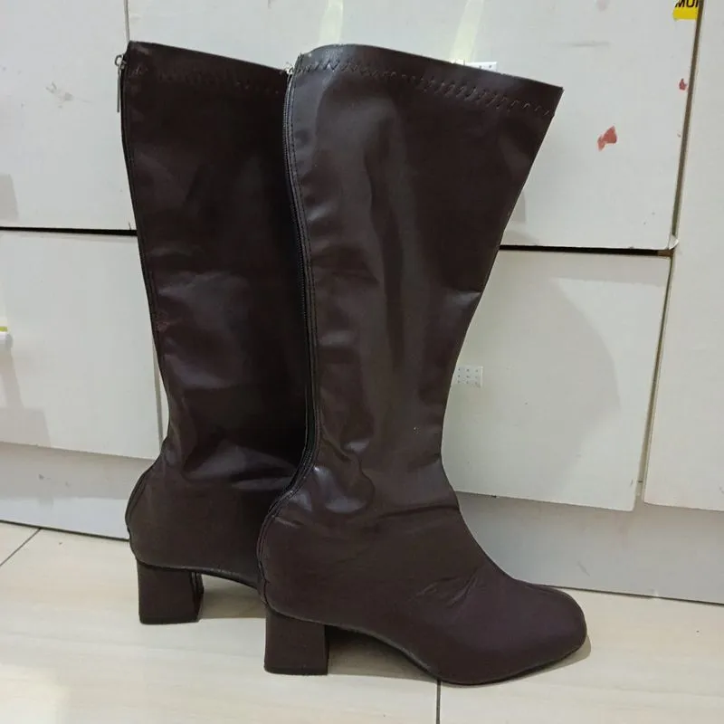 Brown Heeled Knee Boots | Boots | Heels photo 1